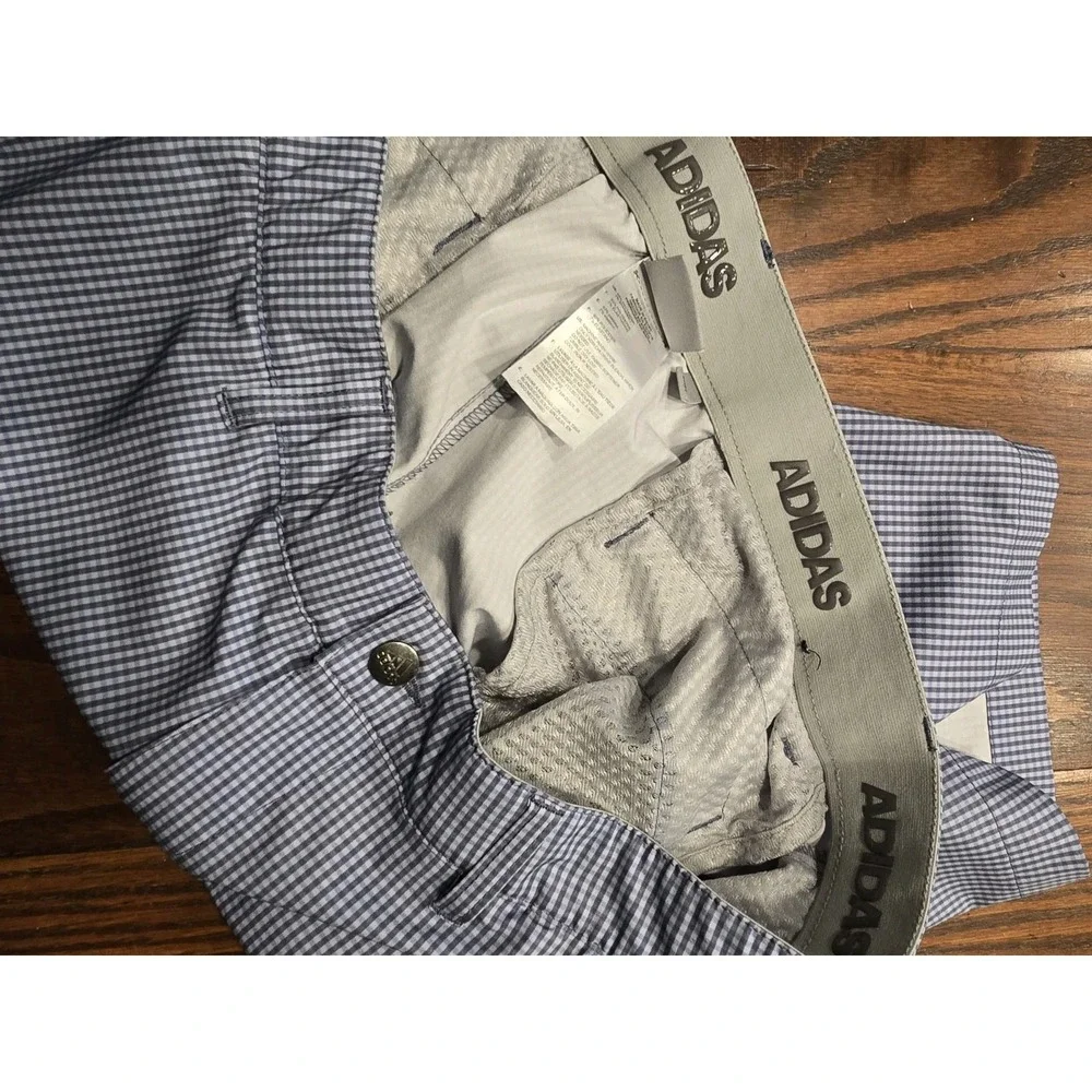 Adidas Mens Blue Gingham Check Golf Shorts Size 40‎ Stretch Performance Active